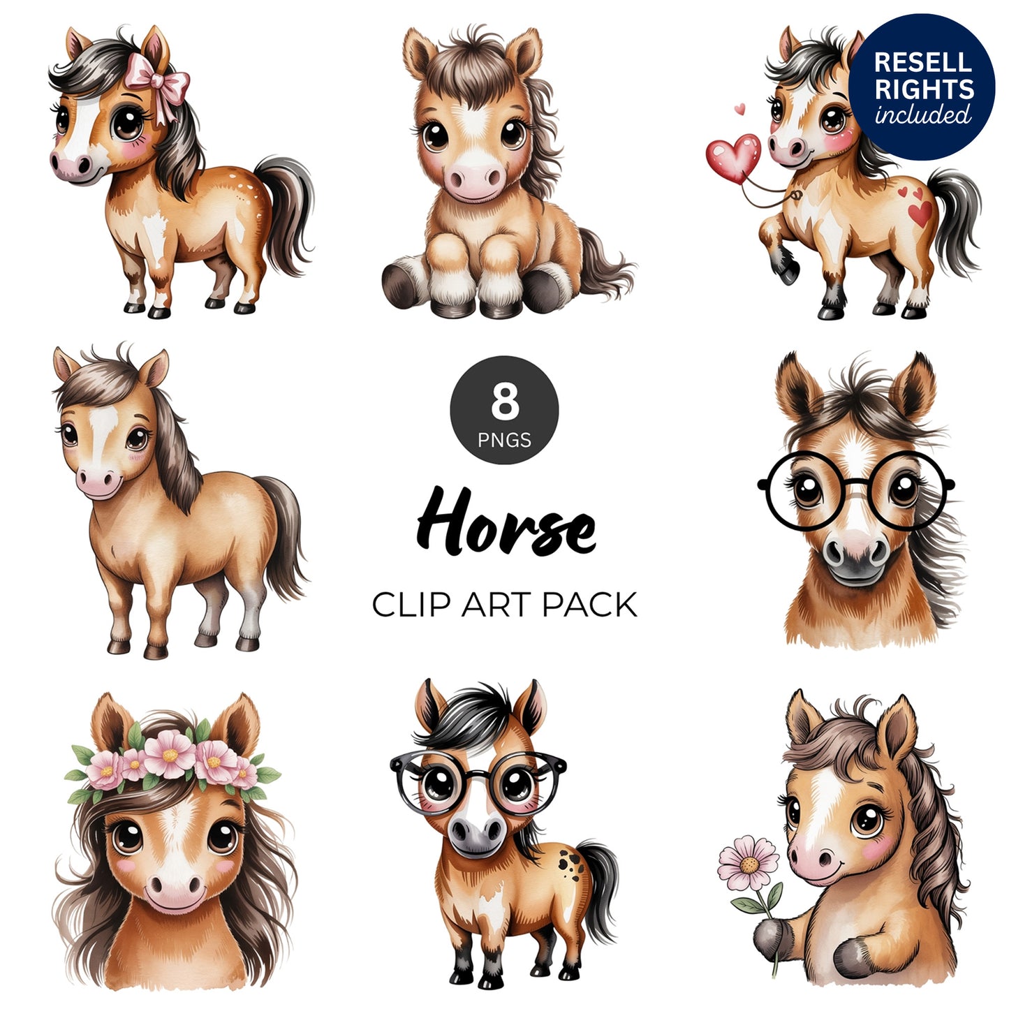Horse Clipart Pack | Resell Rights Included
