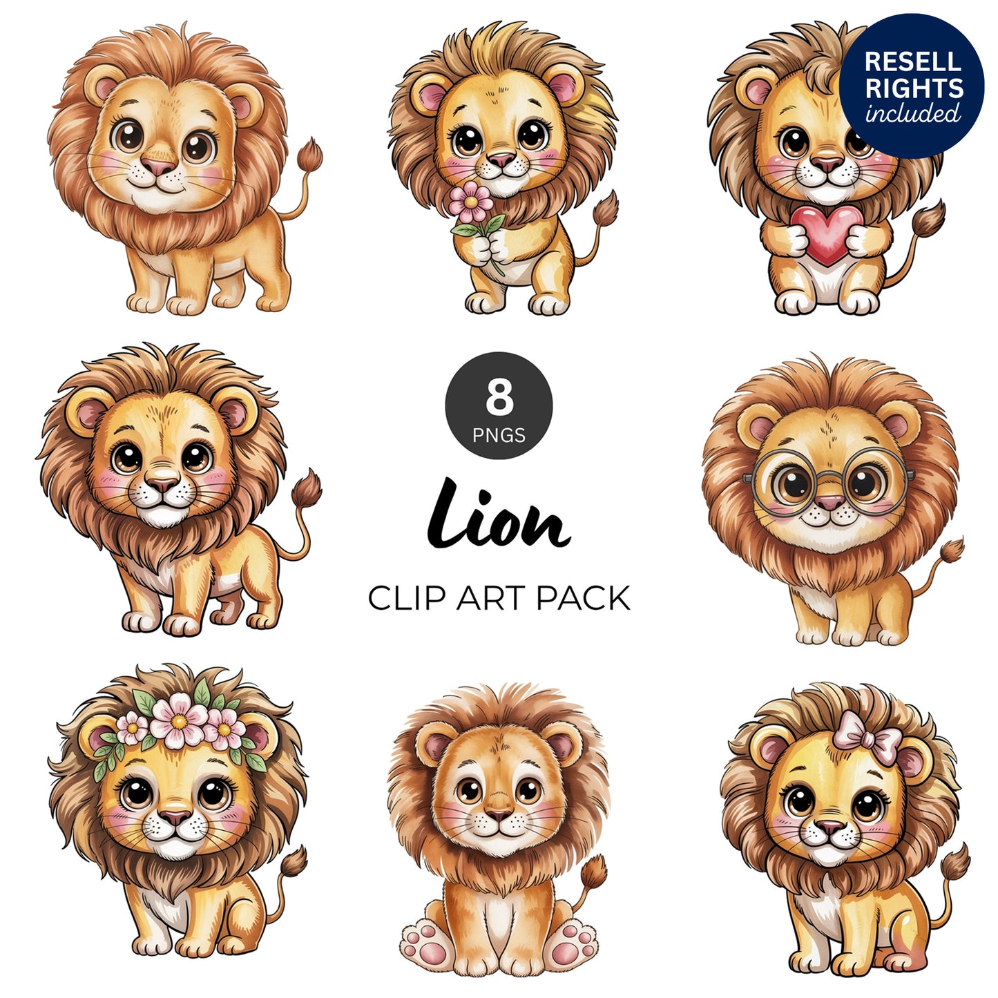 Lion Clipart Pack | Resell Rights Included