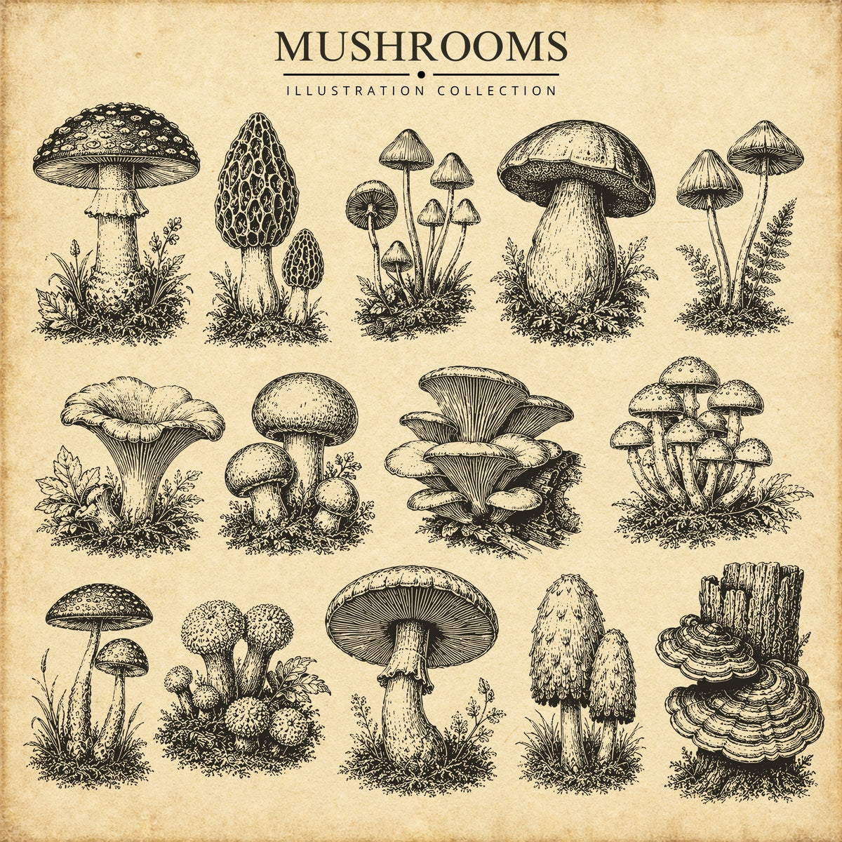 Mushrooms Illustration Collection
