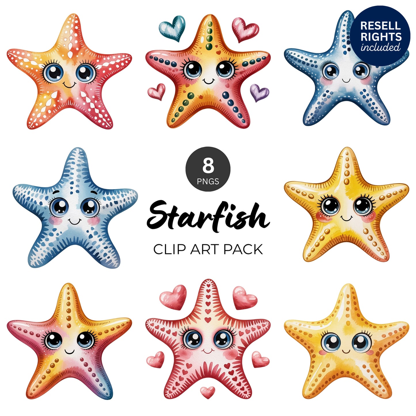 Starfish Clipart Pack | Resell Rights Included