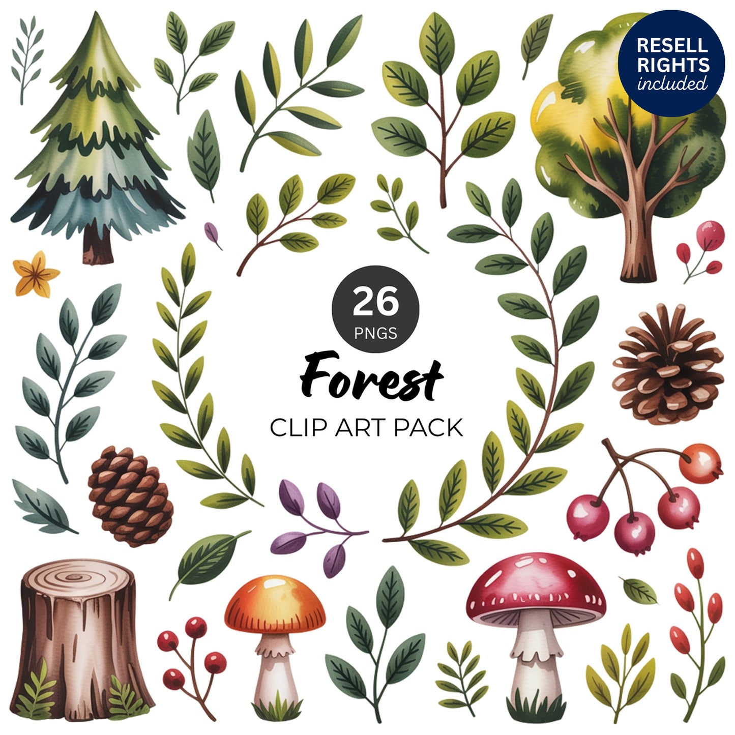 Forest Clipart Pack | Resell Rights Included