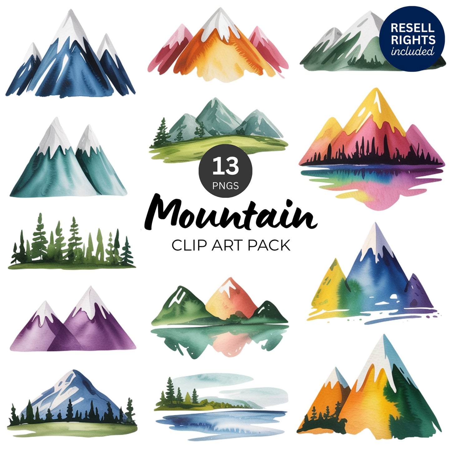Mountain Clipart Pack | Resell Rights Included
