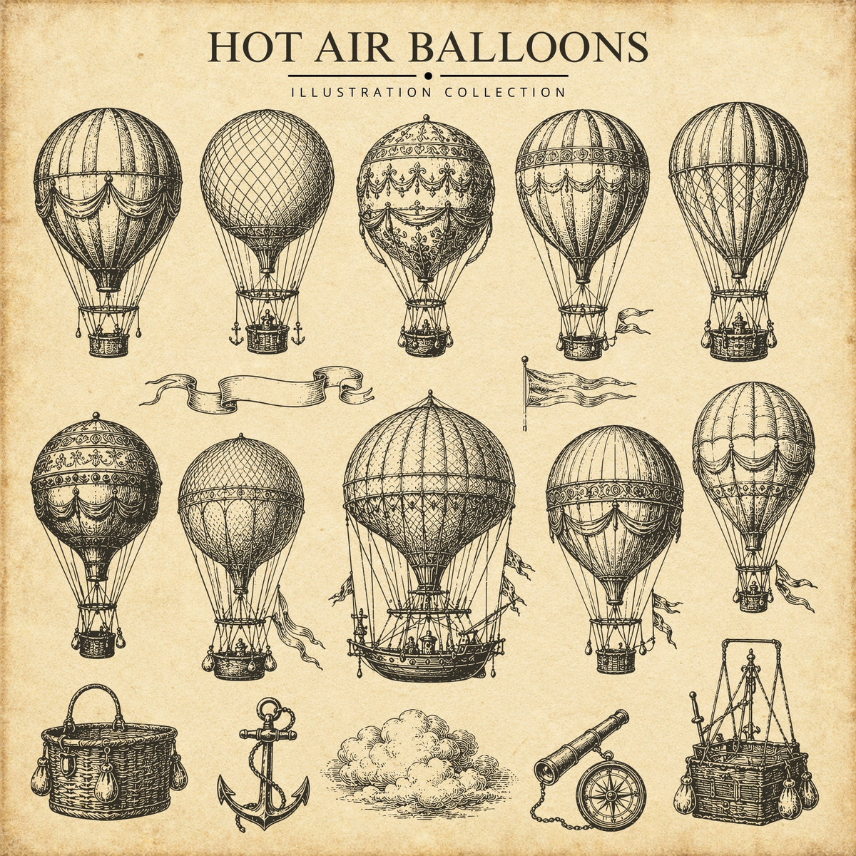 Hot Air Balloons Illustration Collection