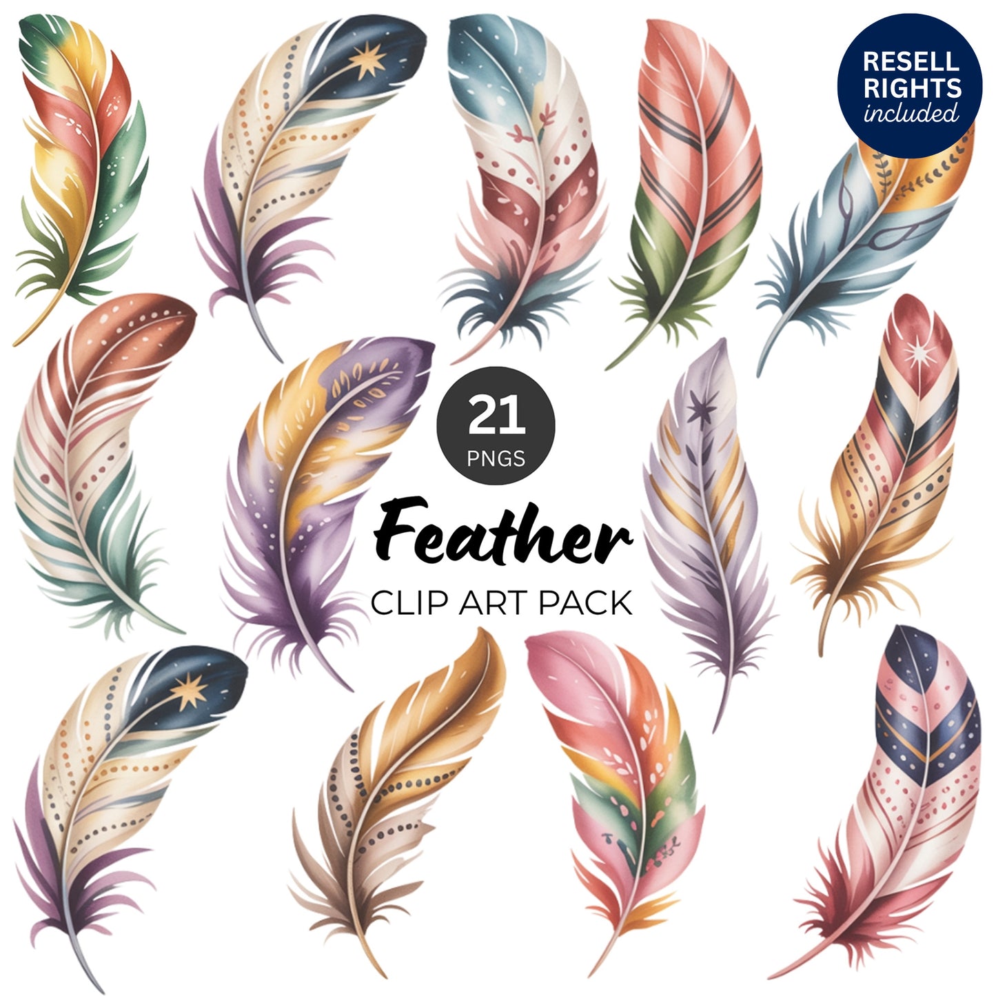 Feather Clipart Pack | Resell Rights Included