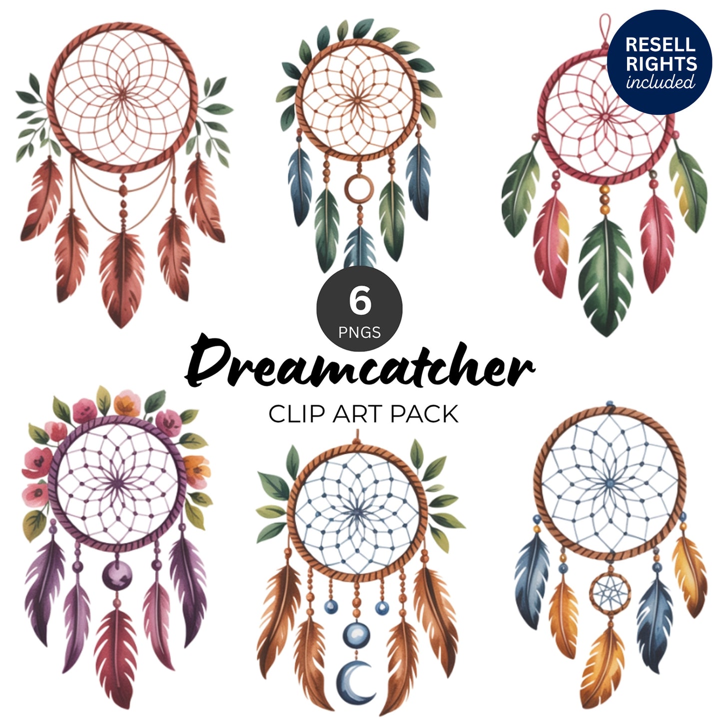 Dreamcatcher Clipart Pack | Resell Rights Included