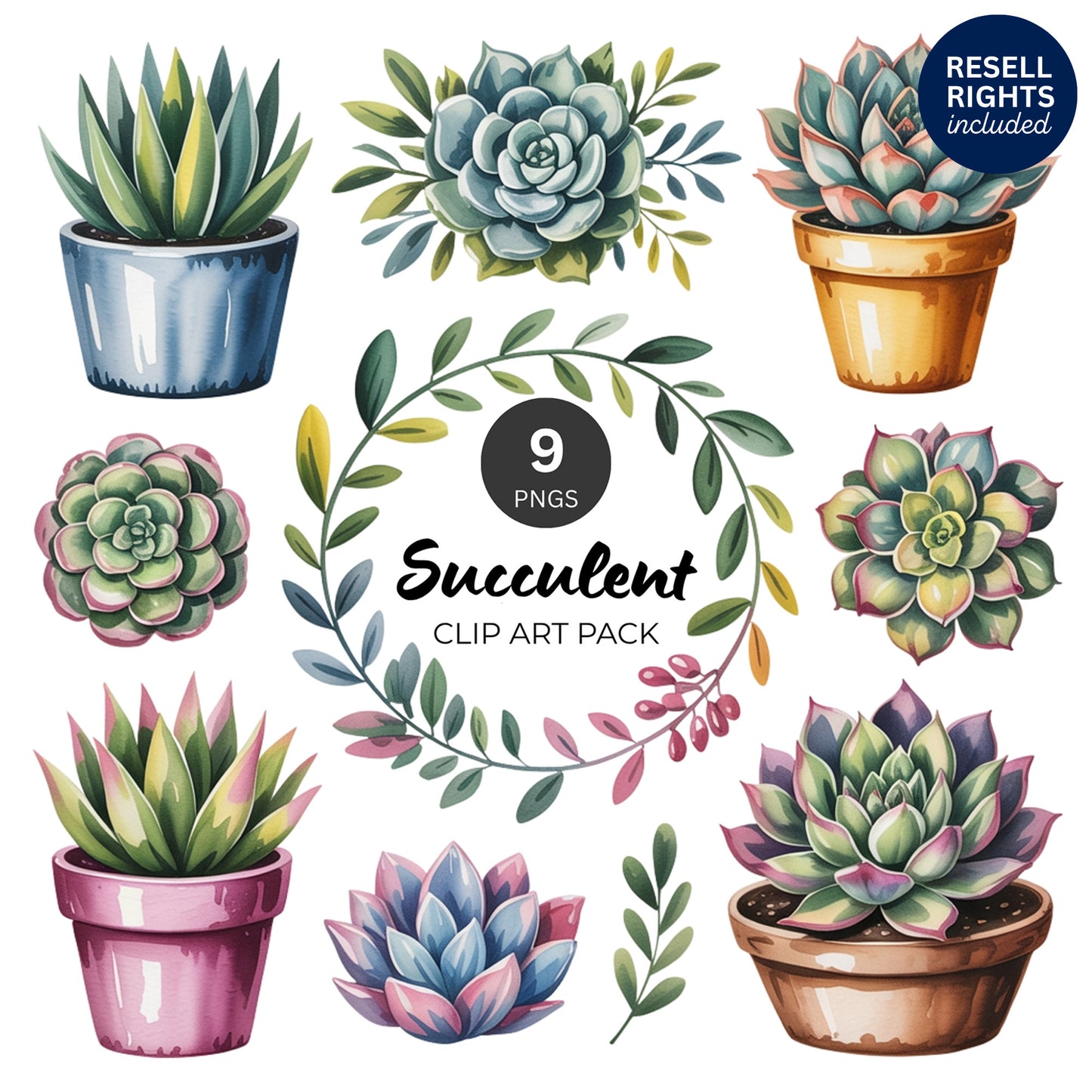 Succulent Clipart Pack | Resell Rights Included