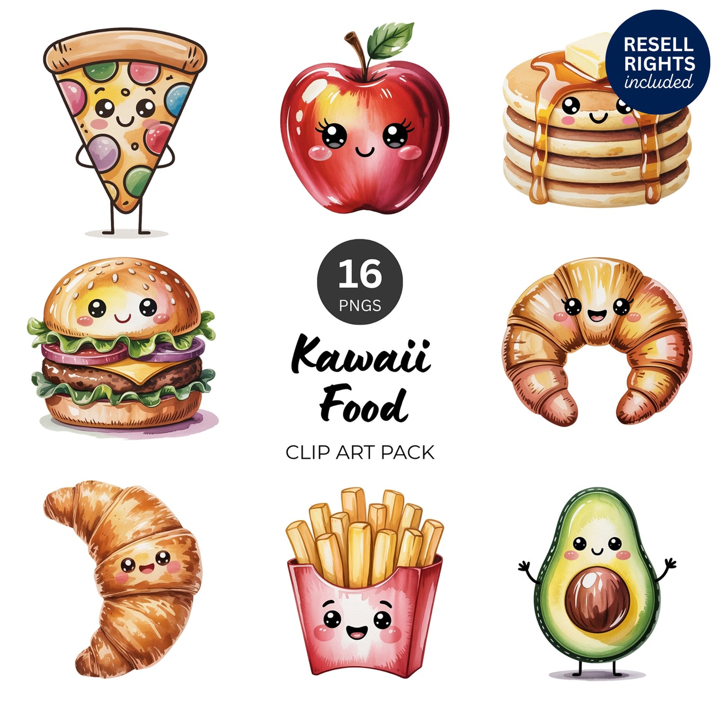 Kawaii Food Clipart Pack | Resell Rights Included