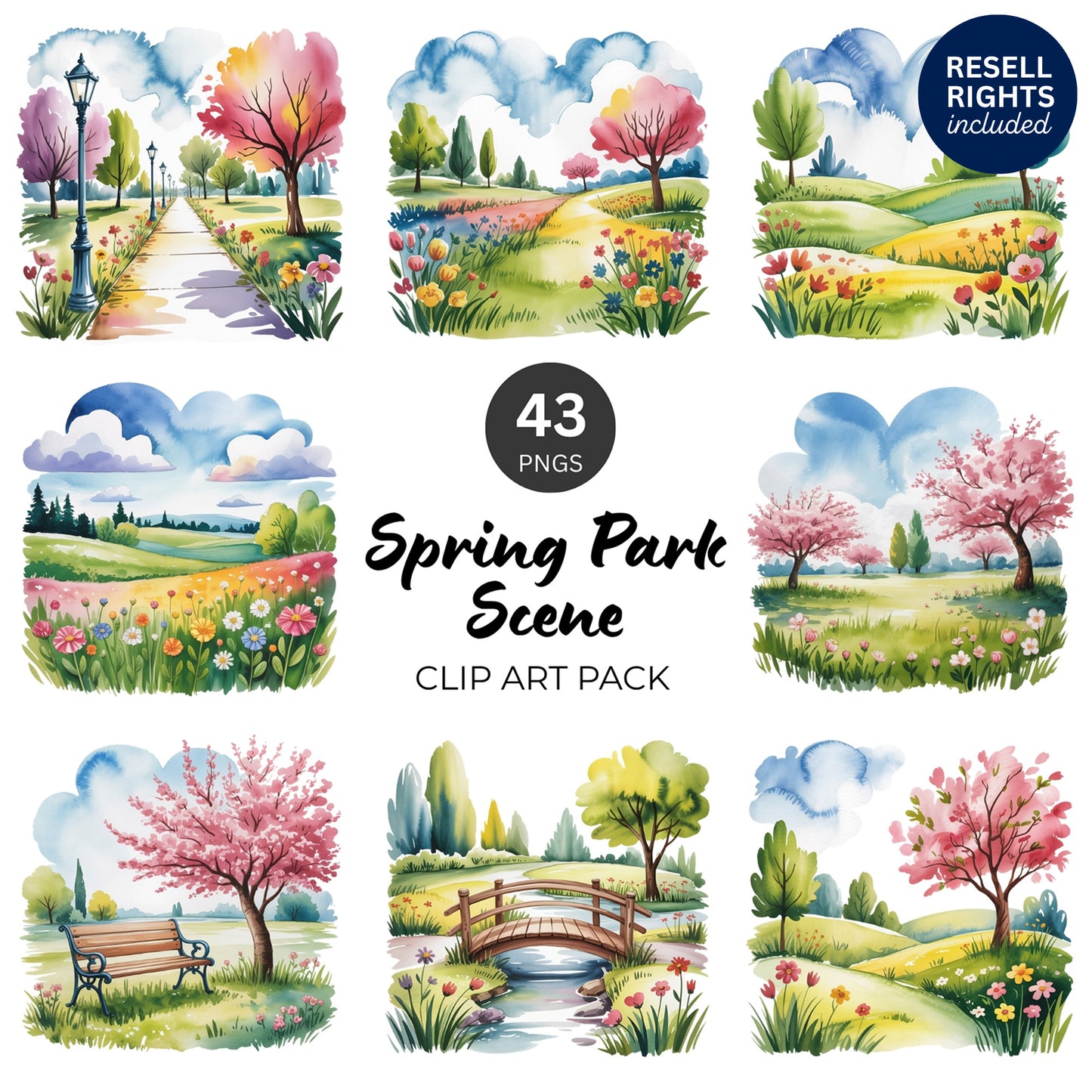Spring Park Scene Clipart