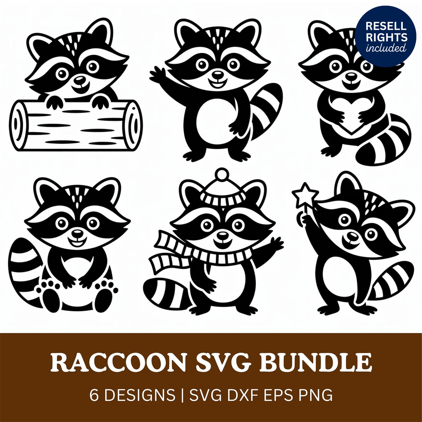 Raccoon SVG Bundle | Resell Rights Included