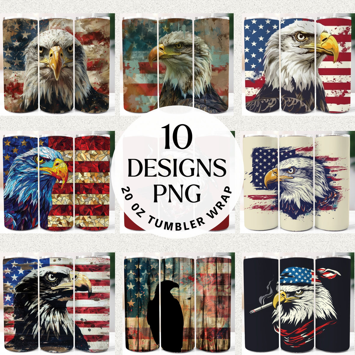 Patriotic Eagle 20 oz Tumbler Bundle