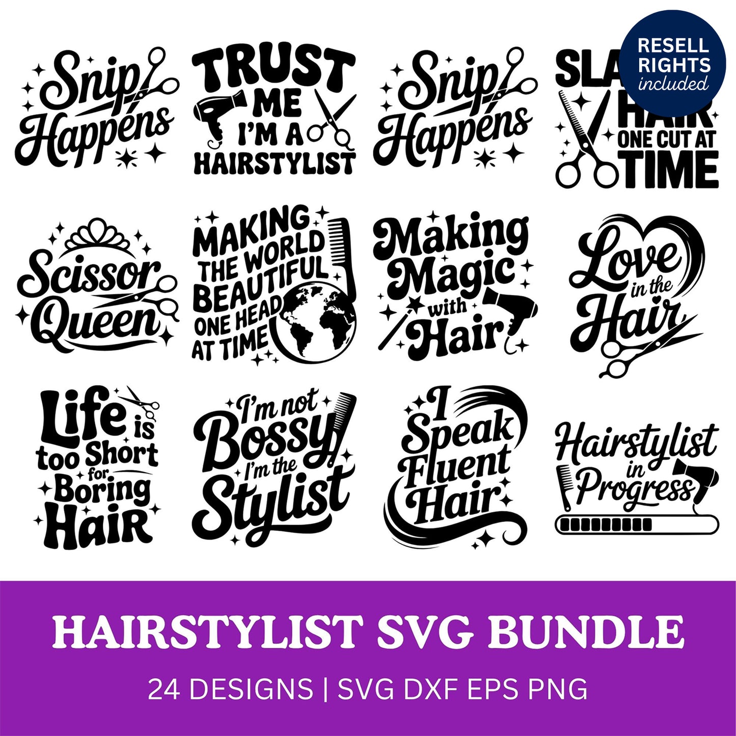 Hairstylist SVG Bundle | Resell Rights Included