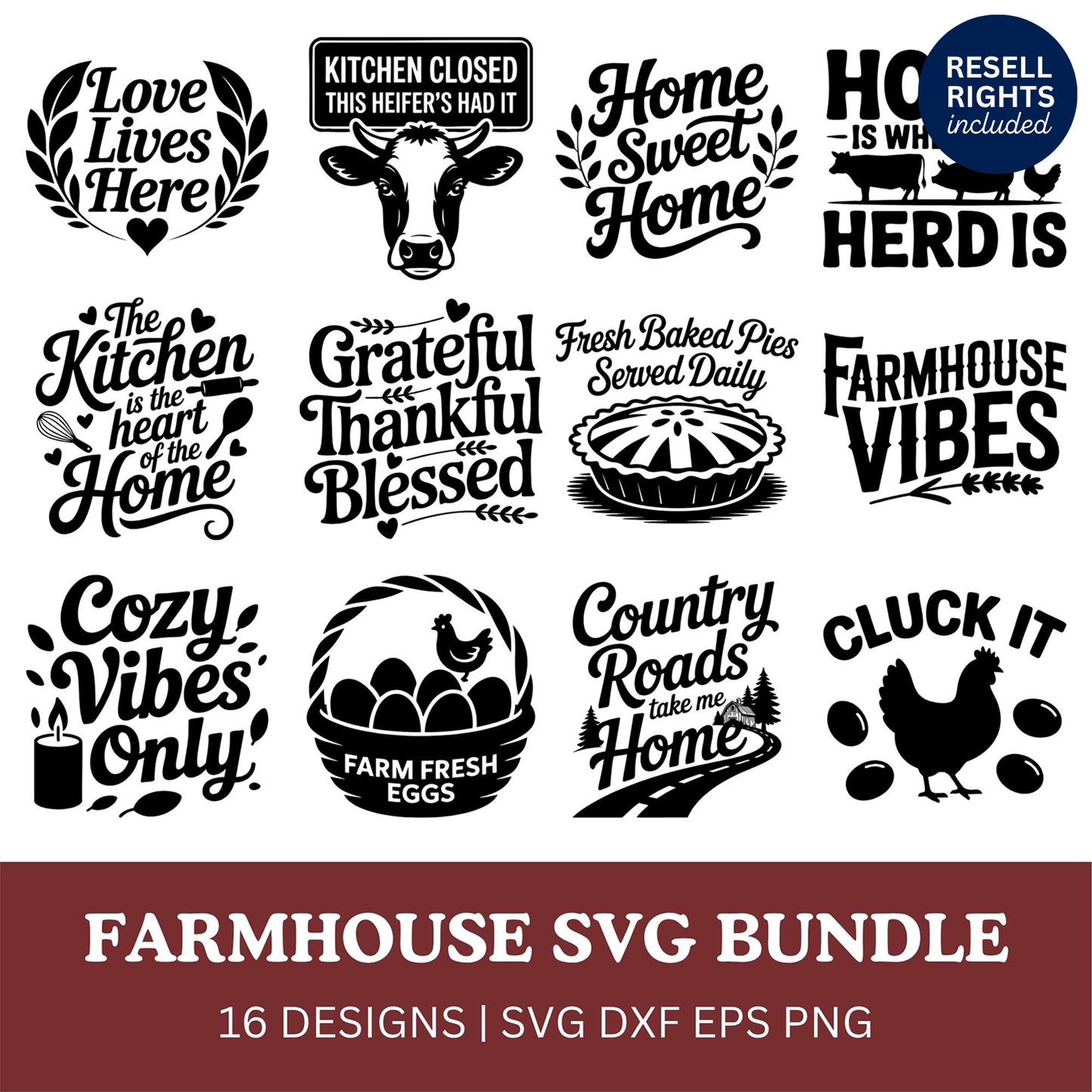 Farmhouse SVG Bundle | Resell Rights Included