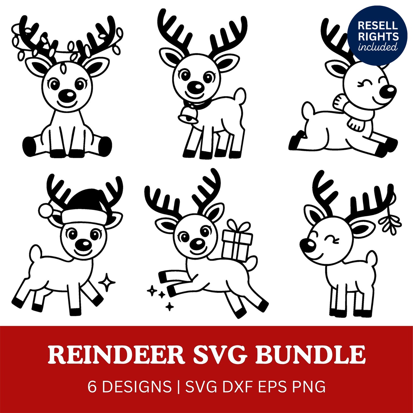Reindeer SVG Bundle | Resell Rights Included