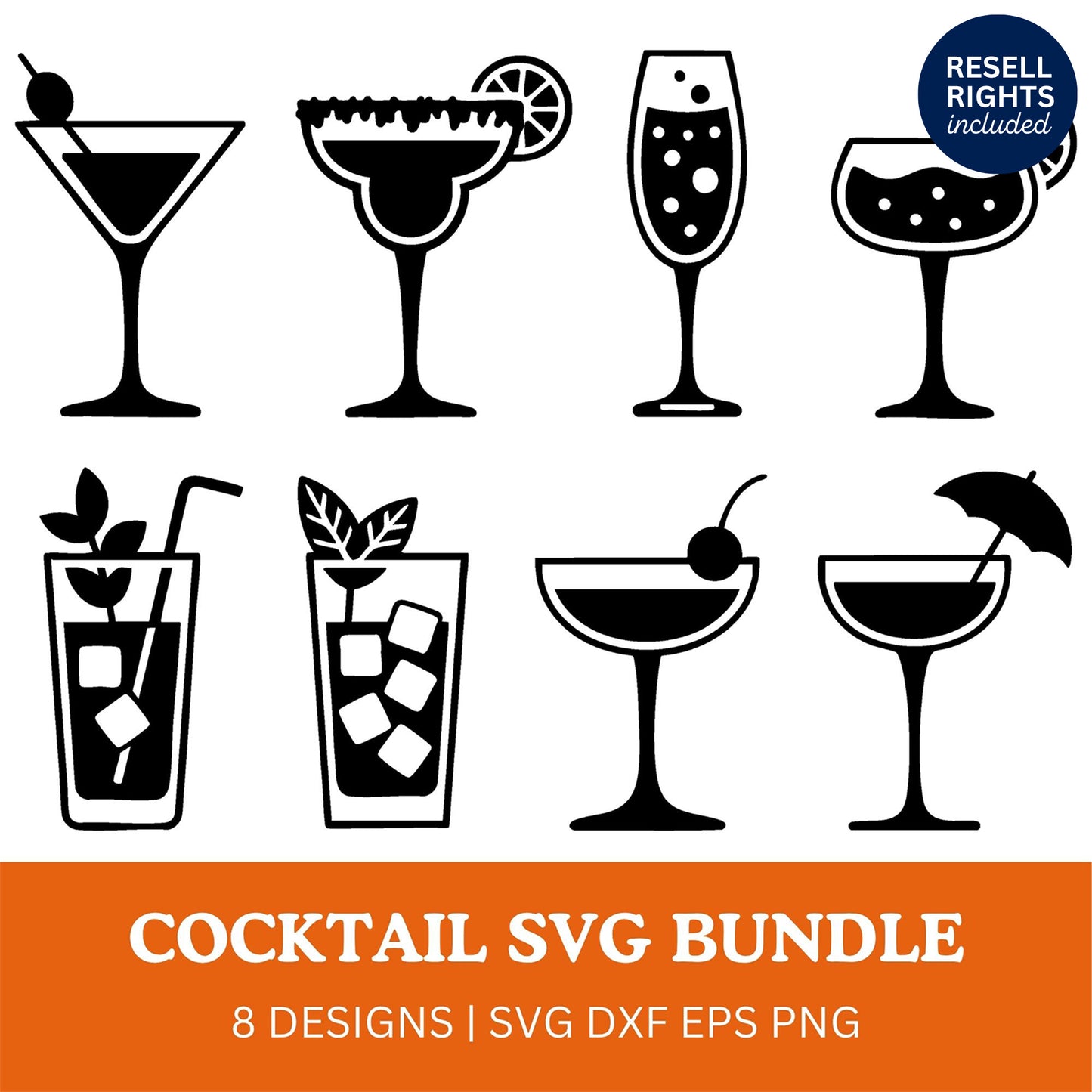 Cocktail SVG Bundle | Resell Rights Included