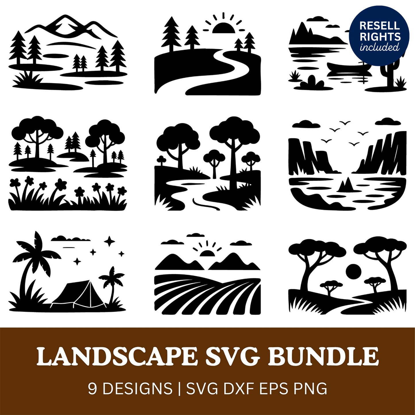 Landscape SVG Bundle | Resell Rights Included