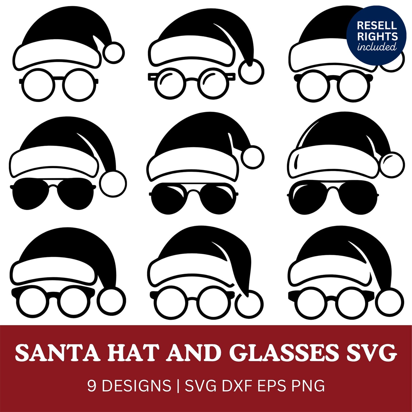 Santa Hat and Glasses SVG Bundle | Resell Rights Included