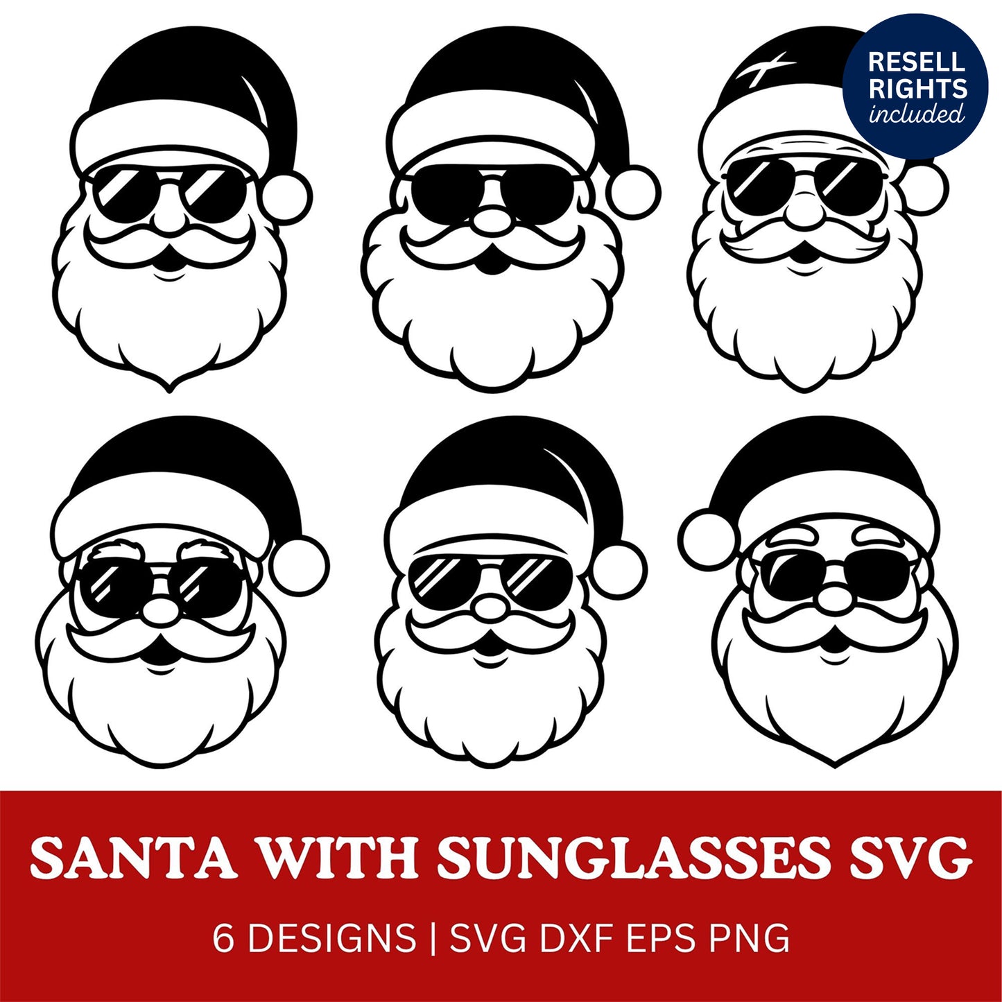 Santa with Sunglasses SVG Bundle | Resell Rights Included