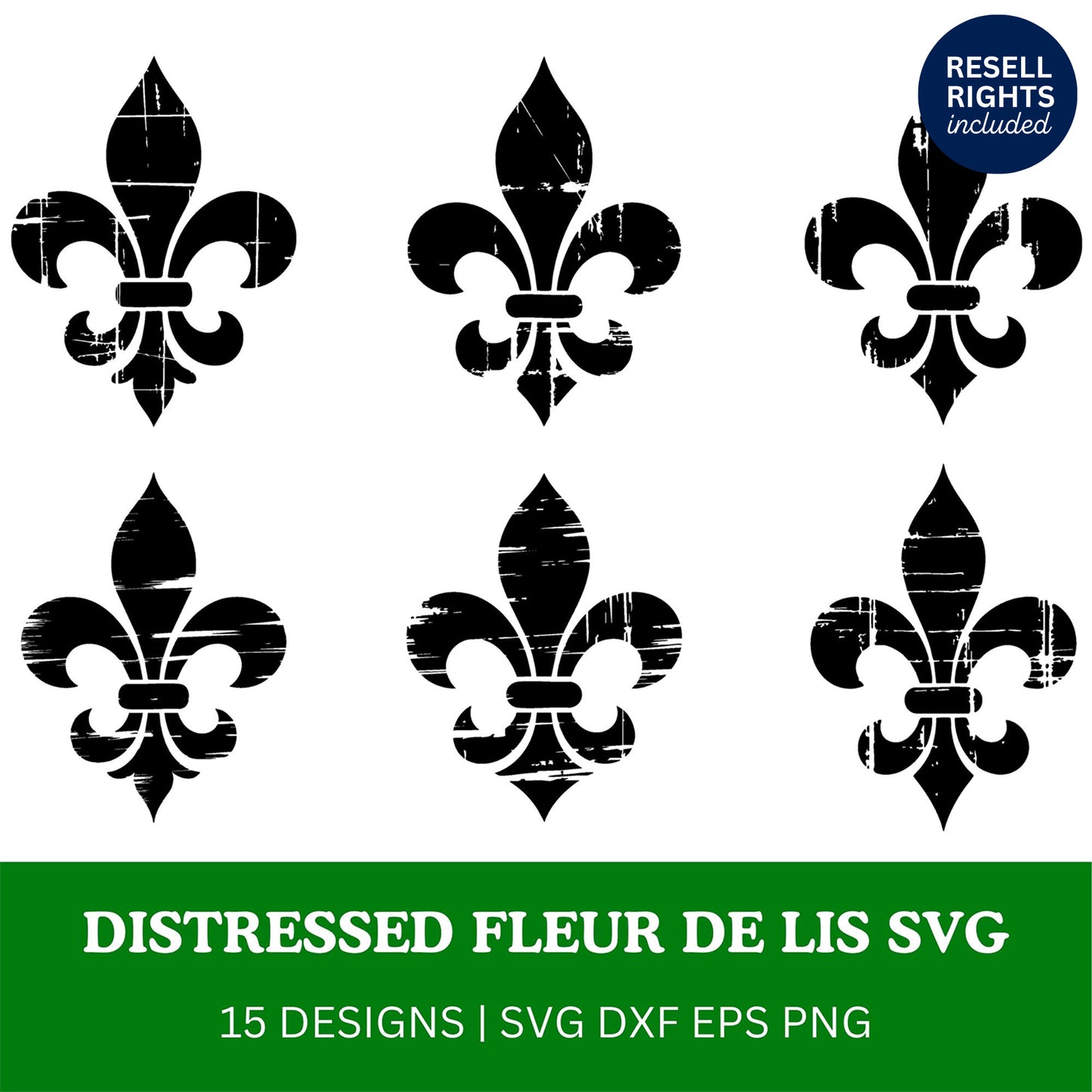 Distressed Fleur de lis SVG Bundle | Resell Rights Included