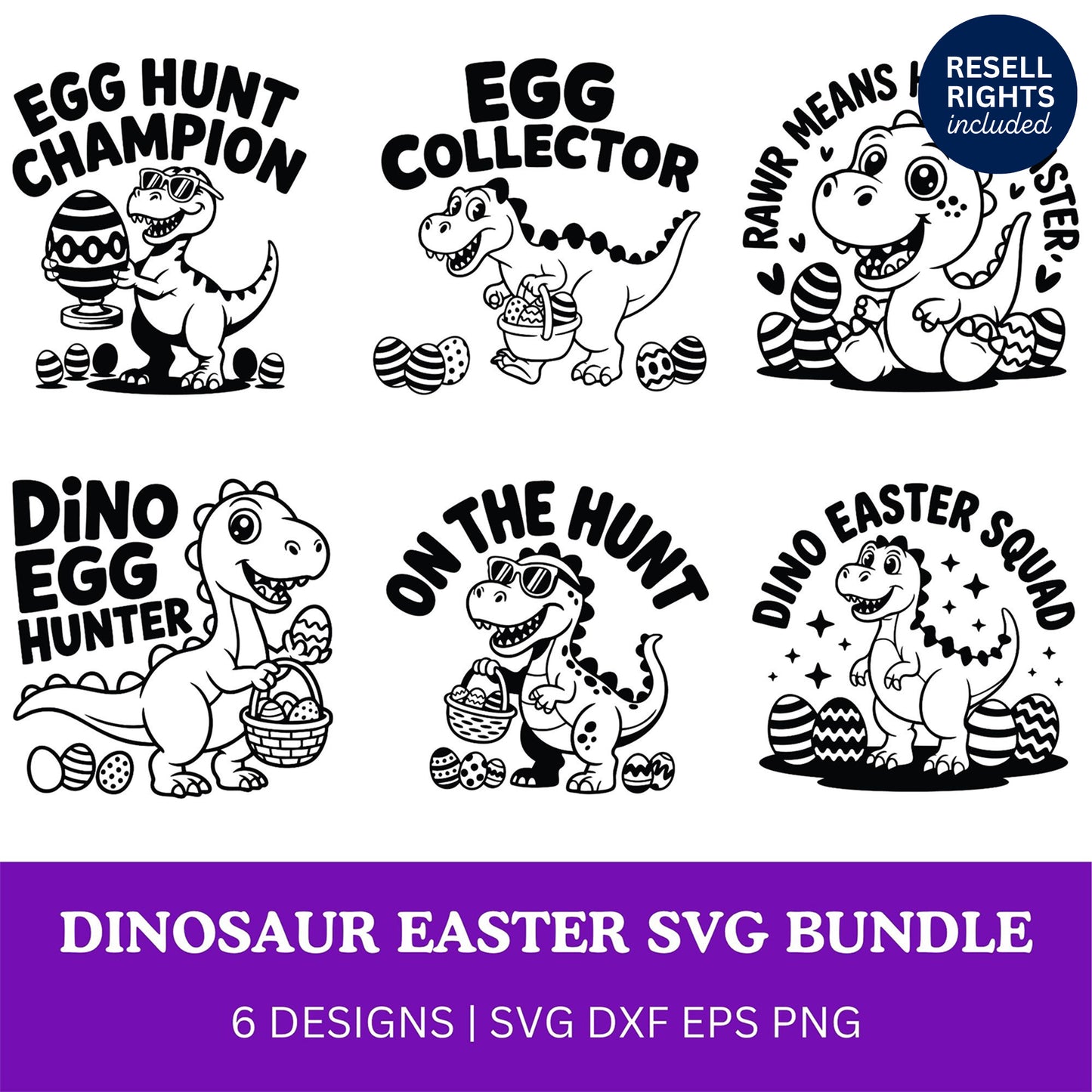 Dinosaur Easter SVG Bundle | Resell Rights Included