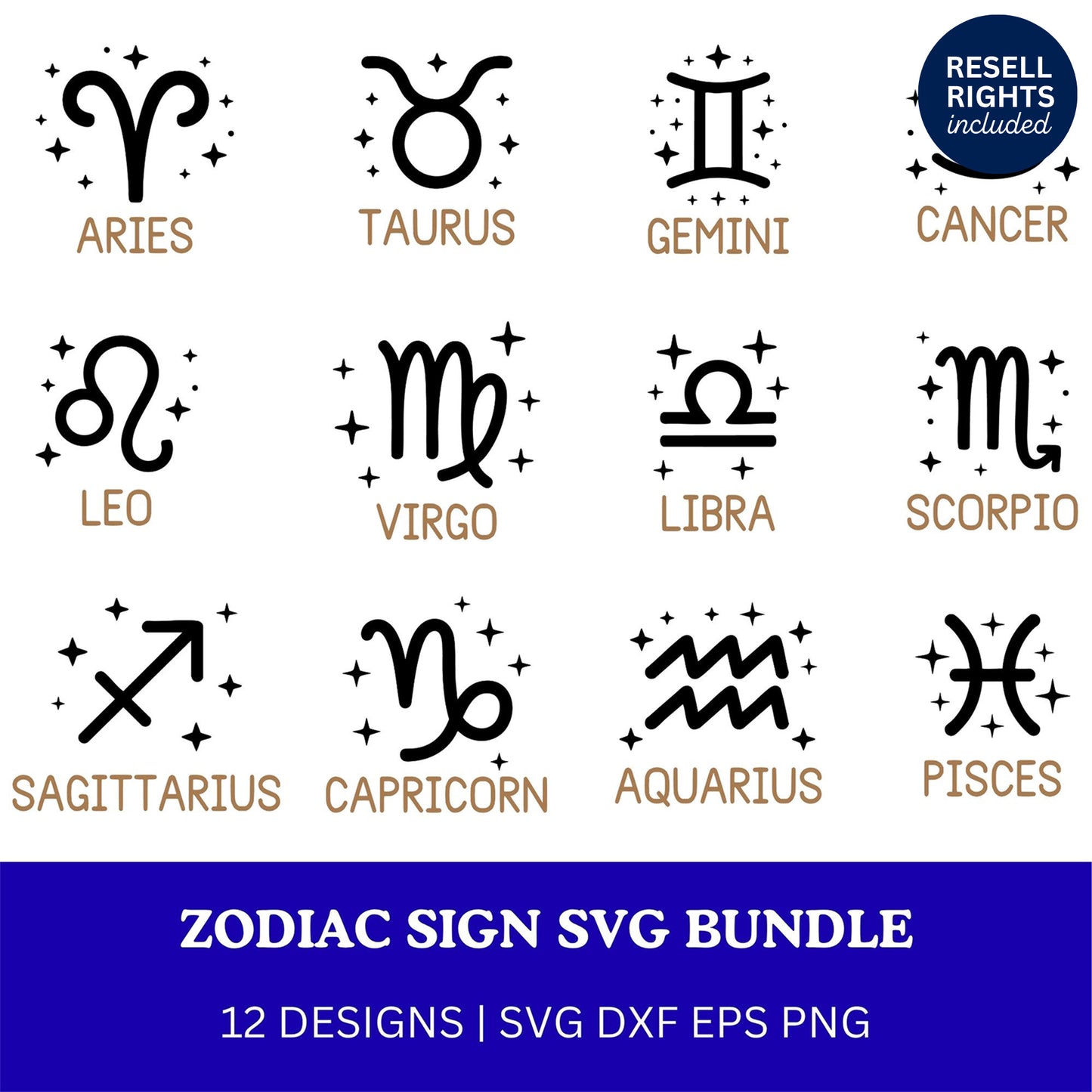 Zodiac Sign SVG Bundle | Resell Rights Included