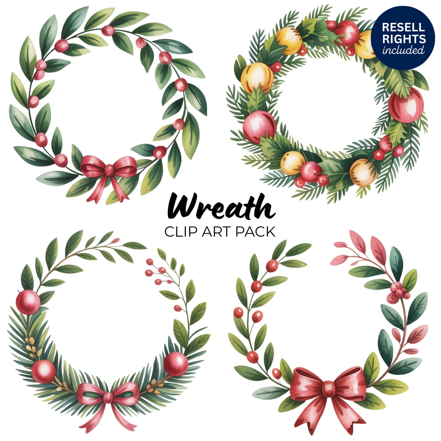 Wreath Clipart Pack | Resell Rights Included