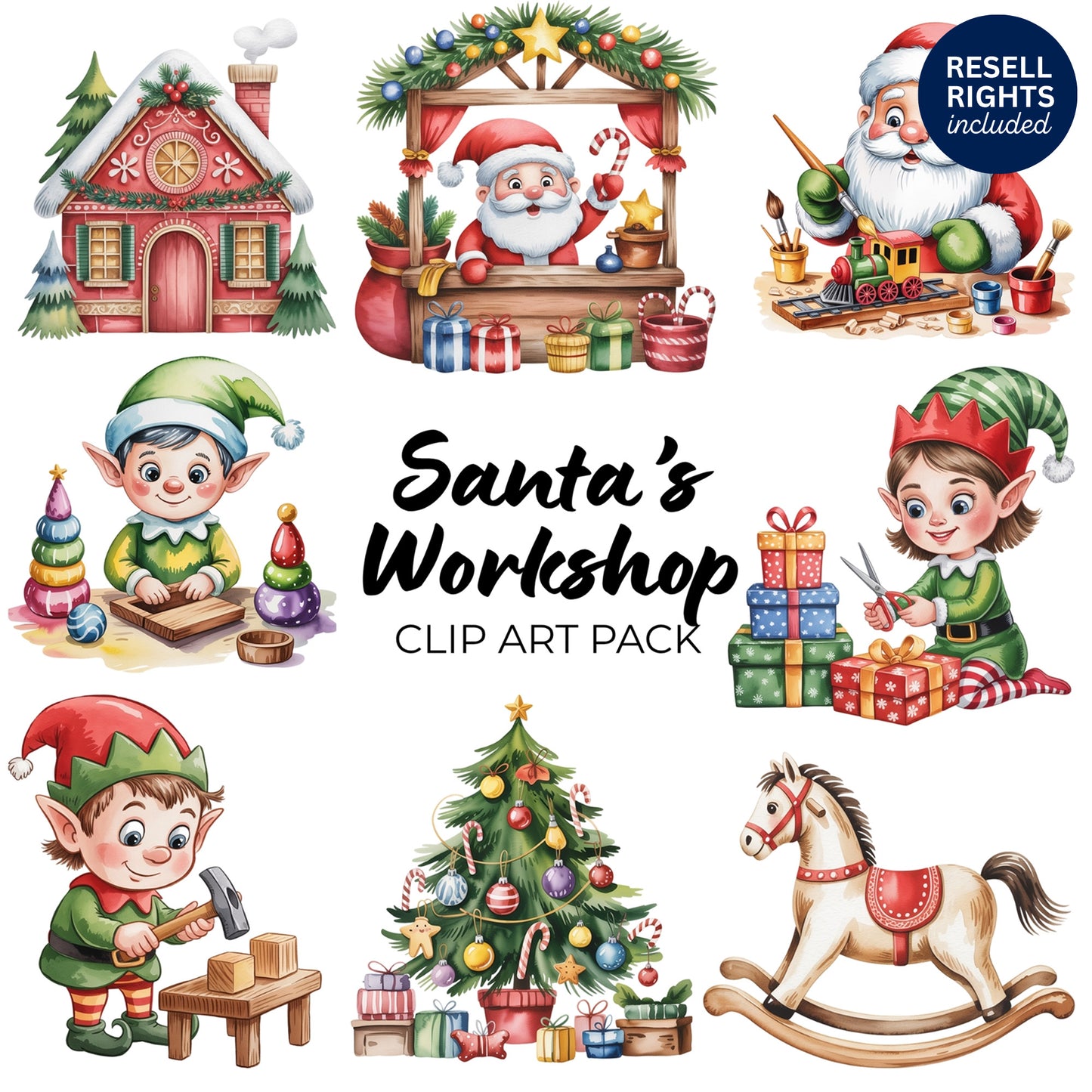 Santas Workshop Clipart Pack | Resell Rights Included