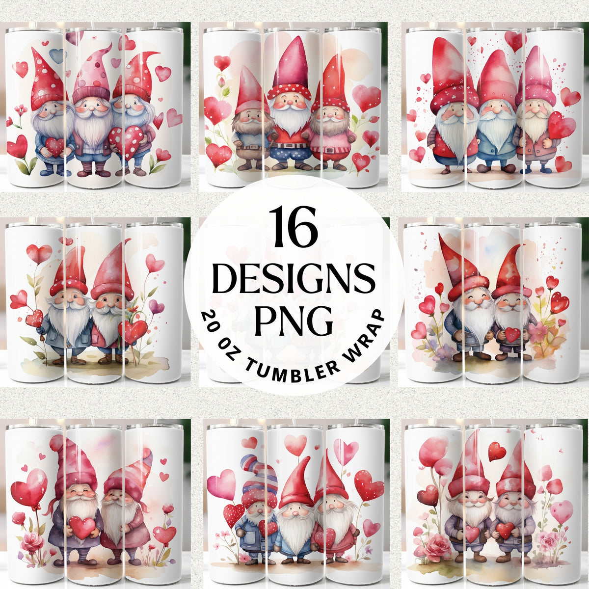 Valentine Gnome Tumbler Wrap Bundle
