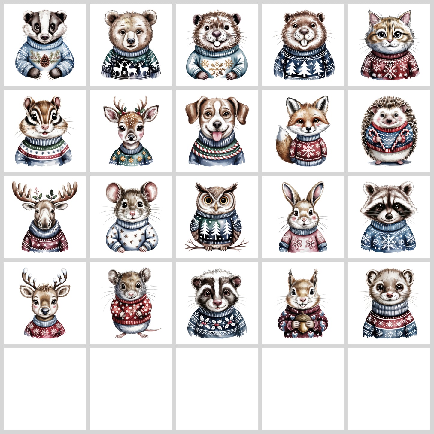Woodland Christmas Sweater Clipart Pack | Resell Rights Included