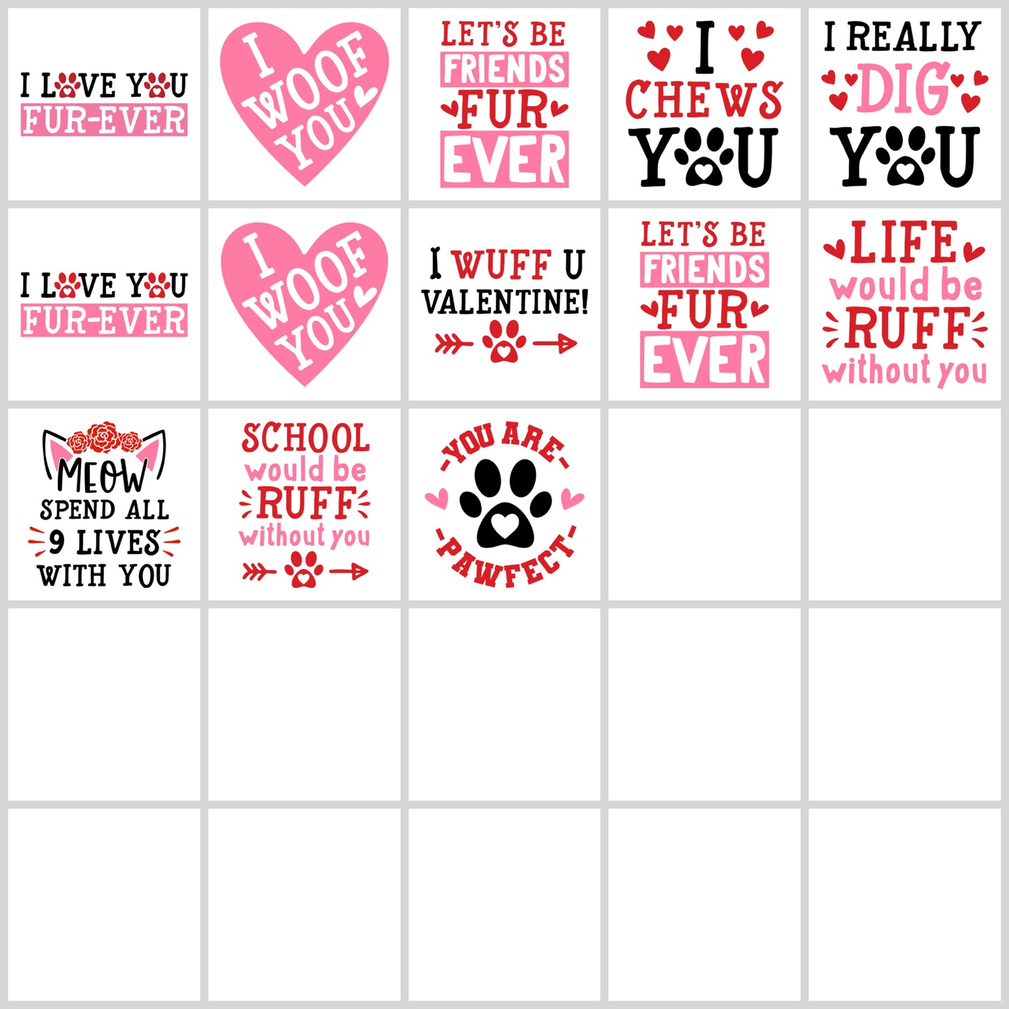 Cat Dog Valentine Puns SVG Bundle | Resell Rights Included