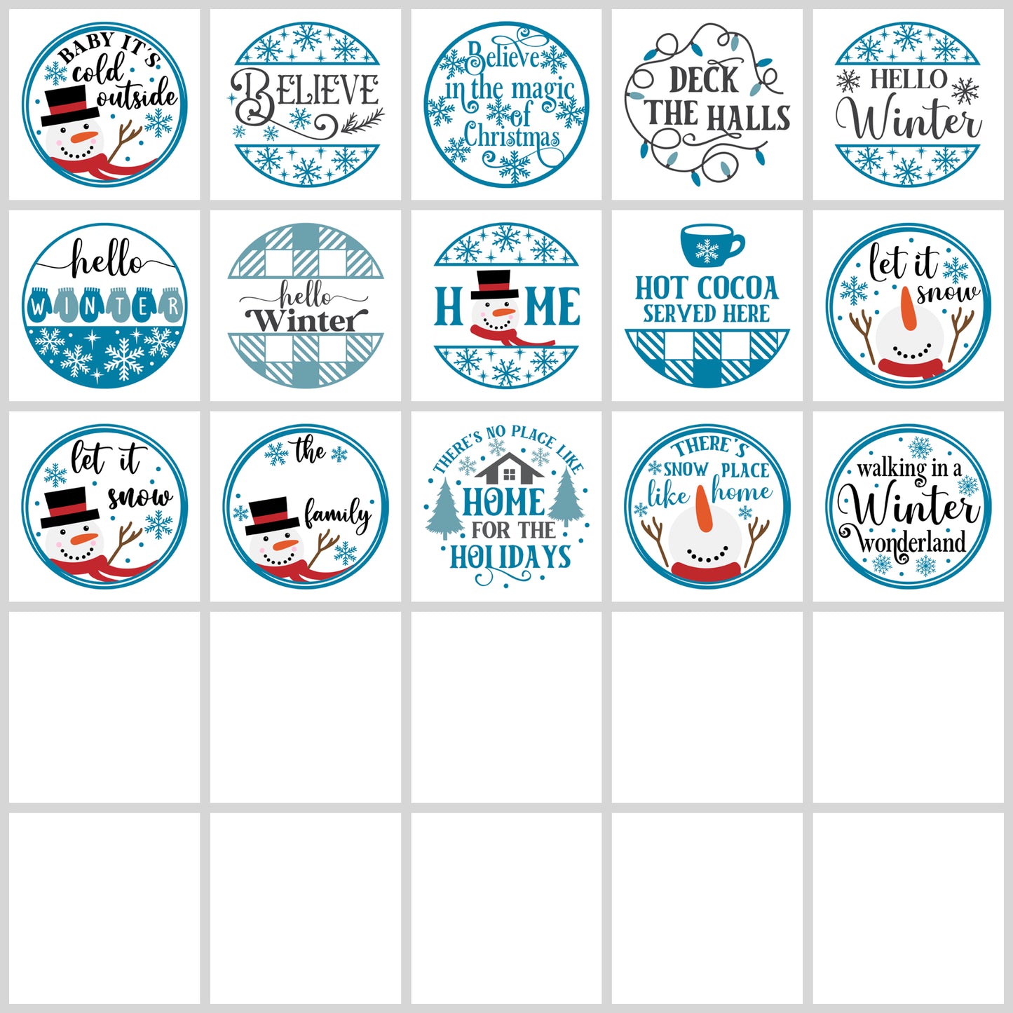 Christmas Winter Round Sign SVG Bundle | Resell Rights Included