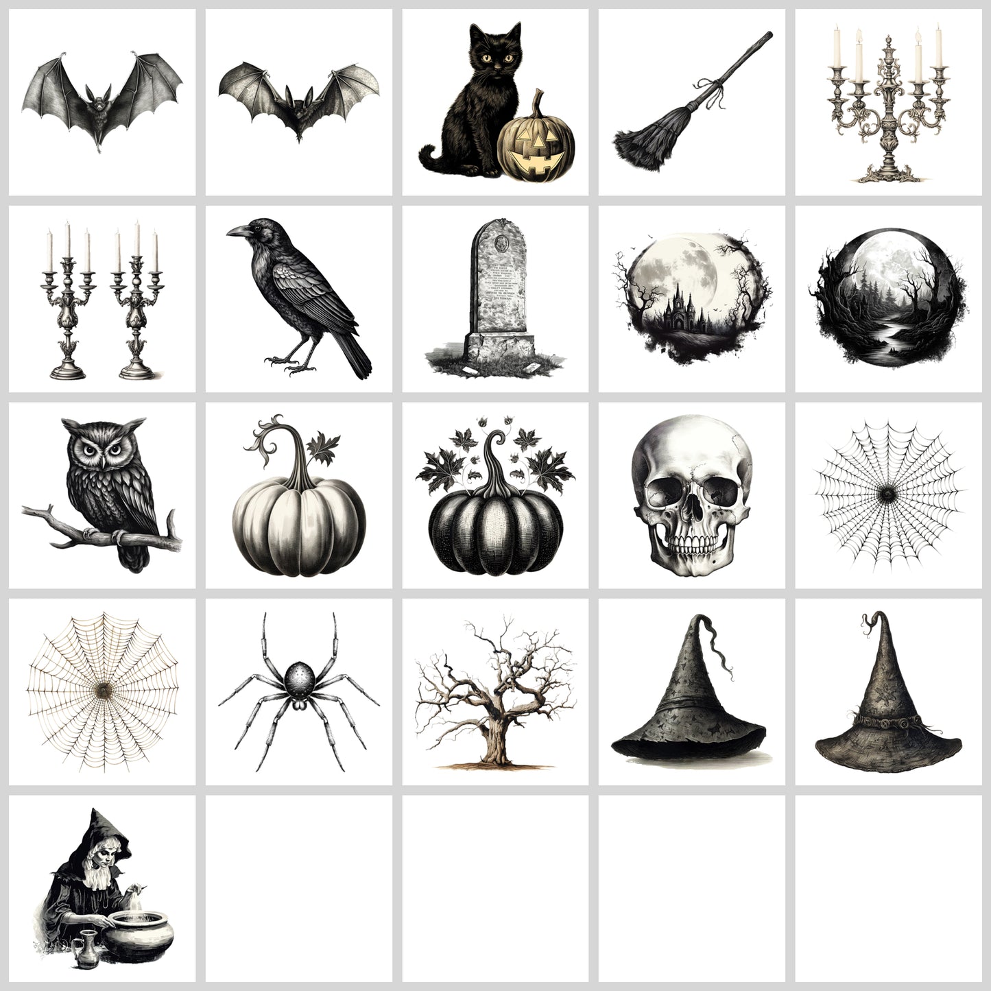 Vintage Halloween Clipart Pack | Resell Rights Included