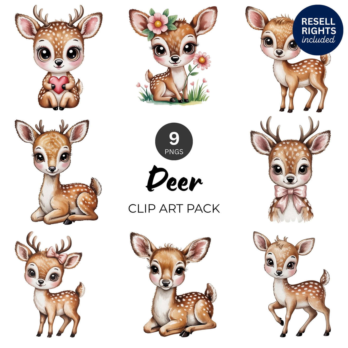 Deer Clipart Pack | Resell Rights Included