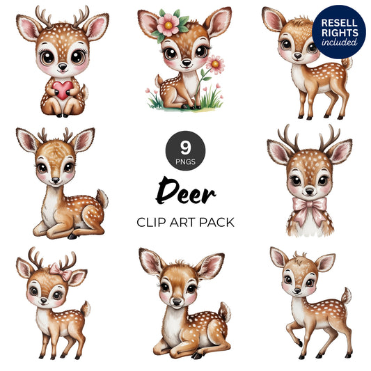 Deer Clipart Pack | Resell Rights Included