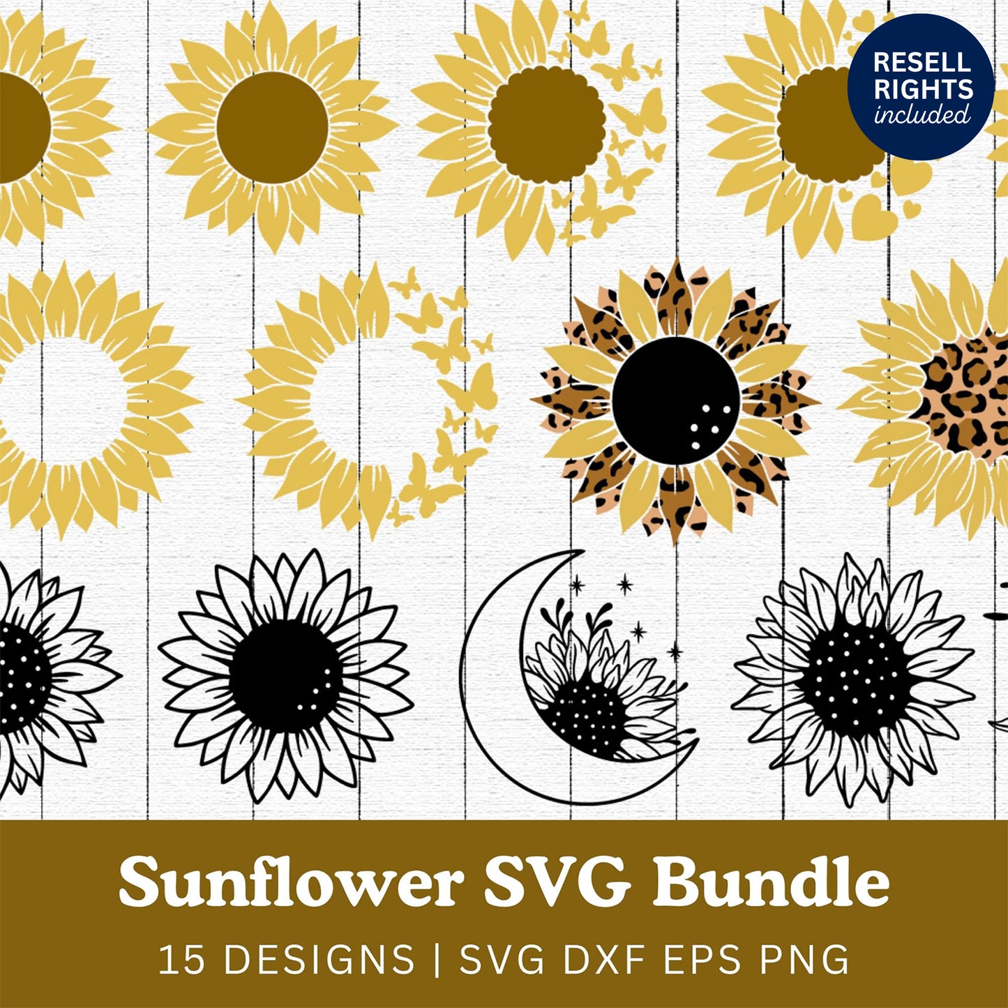 Sunflower SVG Bundle | Resell Rights Included