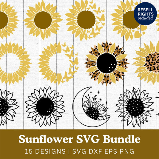 Sunflower SVG Bundle | Resell Rights Included