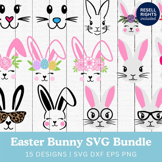 Easter Bunny Face SVG Bundle | Resell Rights Included