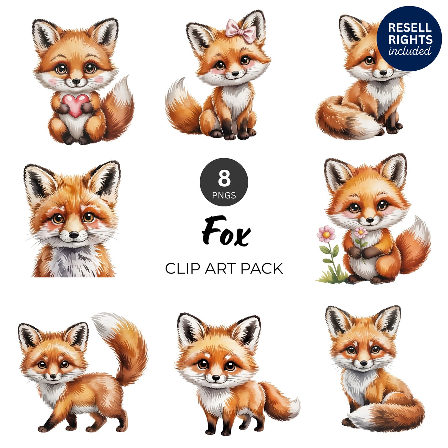Fox Clipart Pack | Resell Rights Included