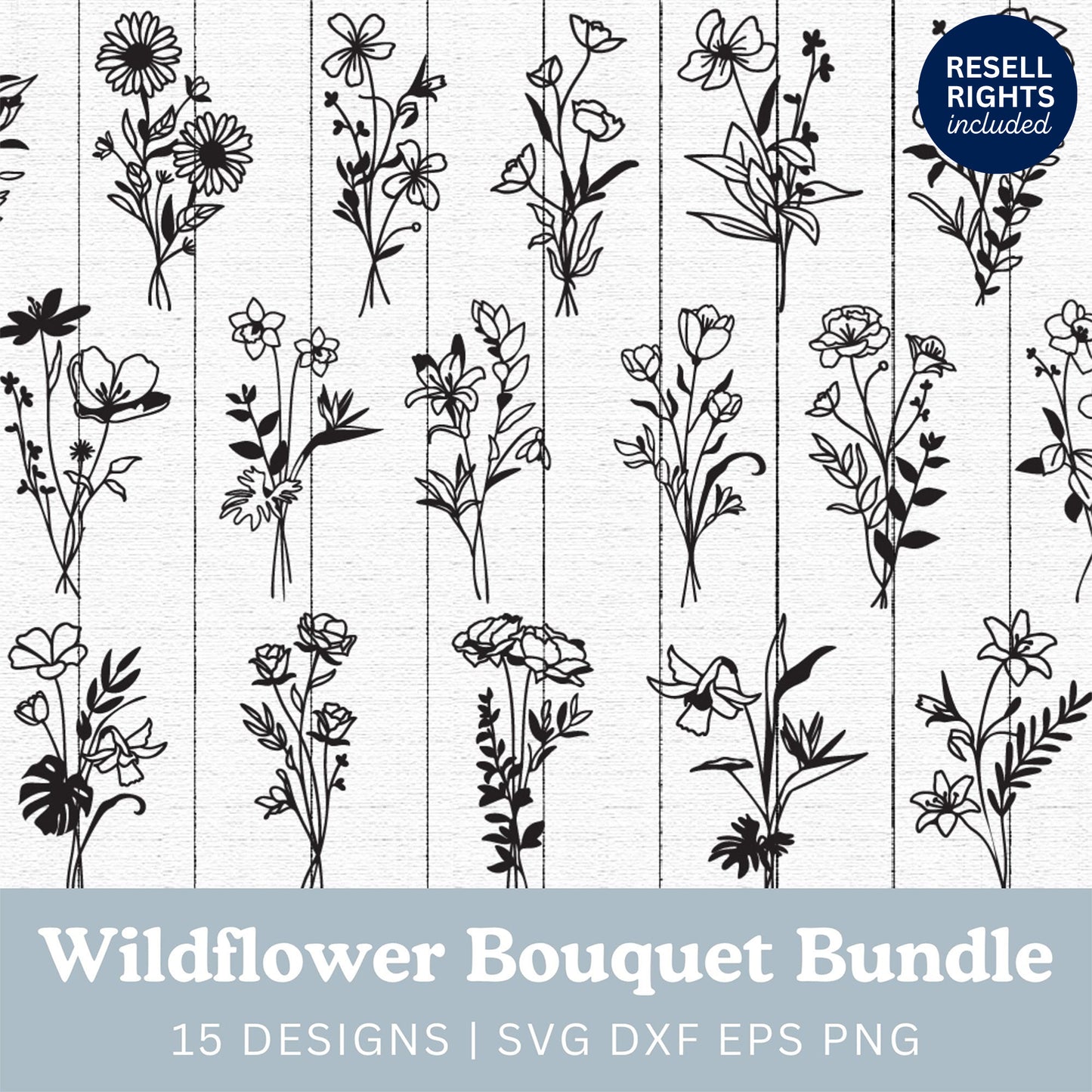 Wildflower Bouquet SVG Bundle | Resell Rights Included