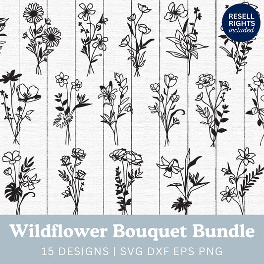 Wildflower Bouquet SVG Bundle | Resell Rights Included