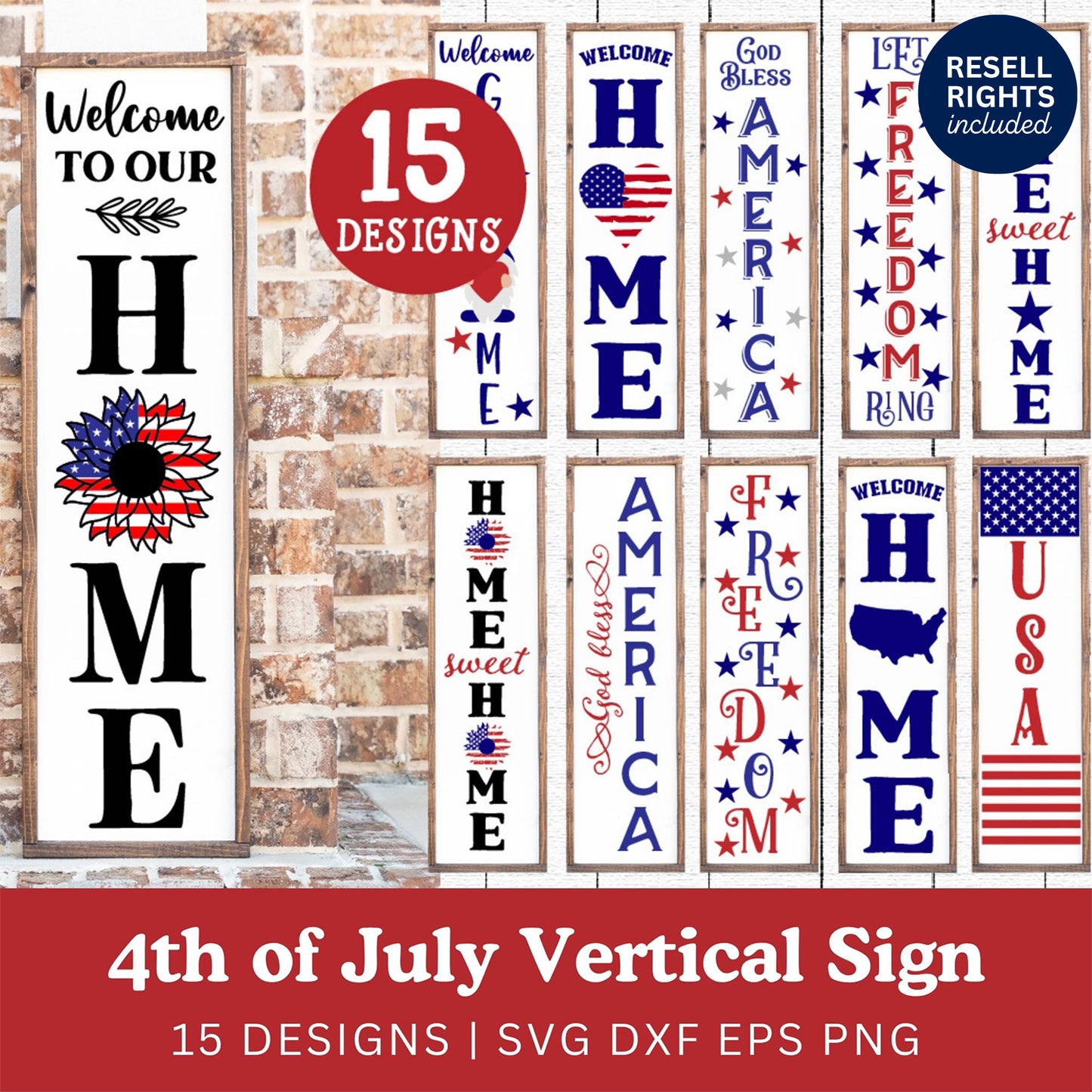 4th of July Porch Sign SVG Bundle | Resell Rights Included