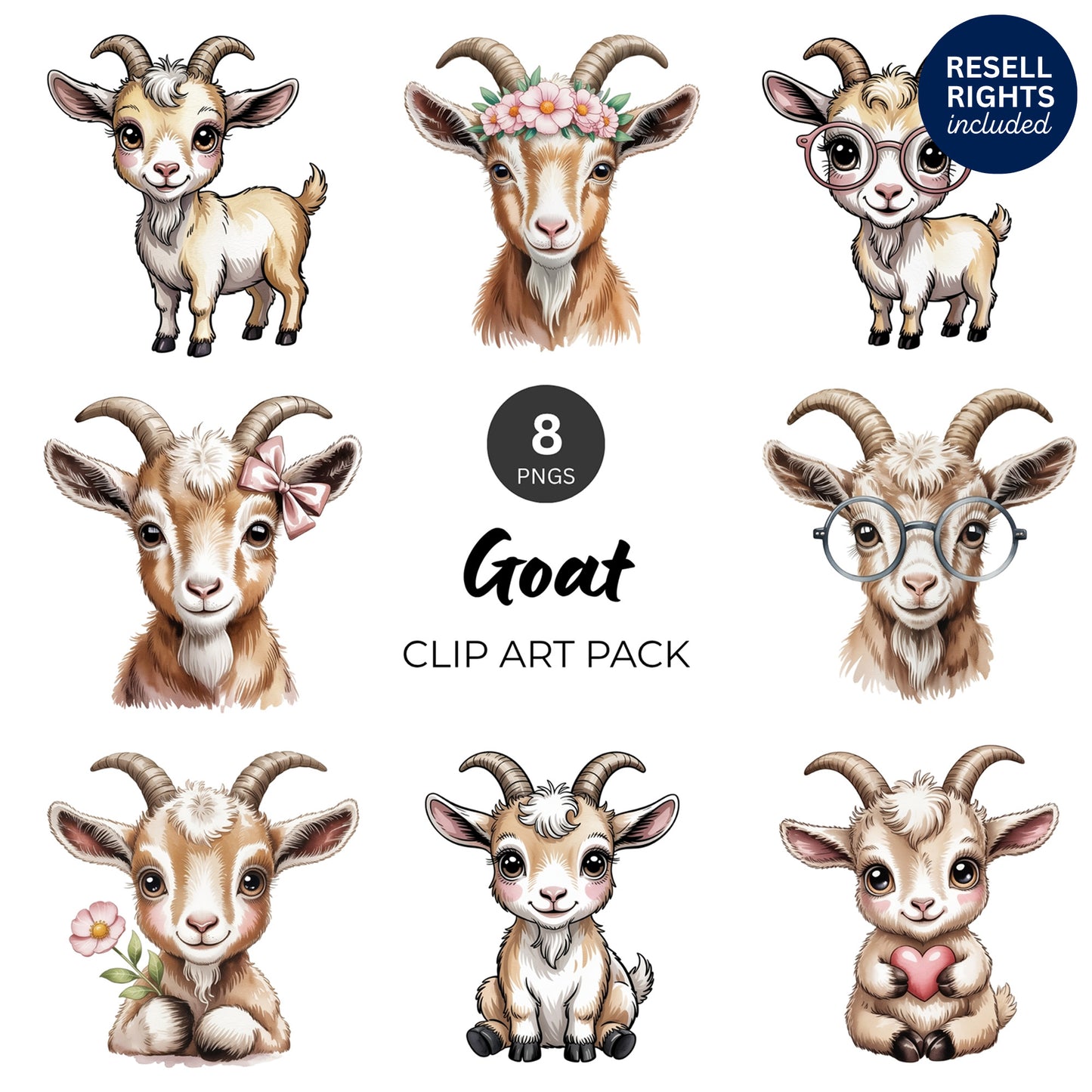 Goat Clipart Pack | Resell Rights Included