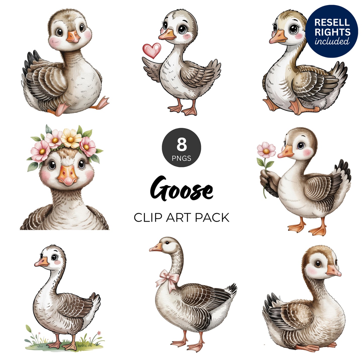 Goose Clipart Pack | Resell Rights Included