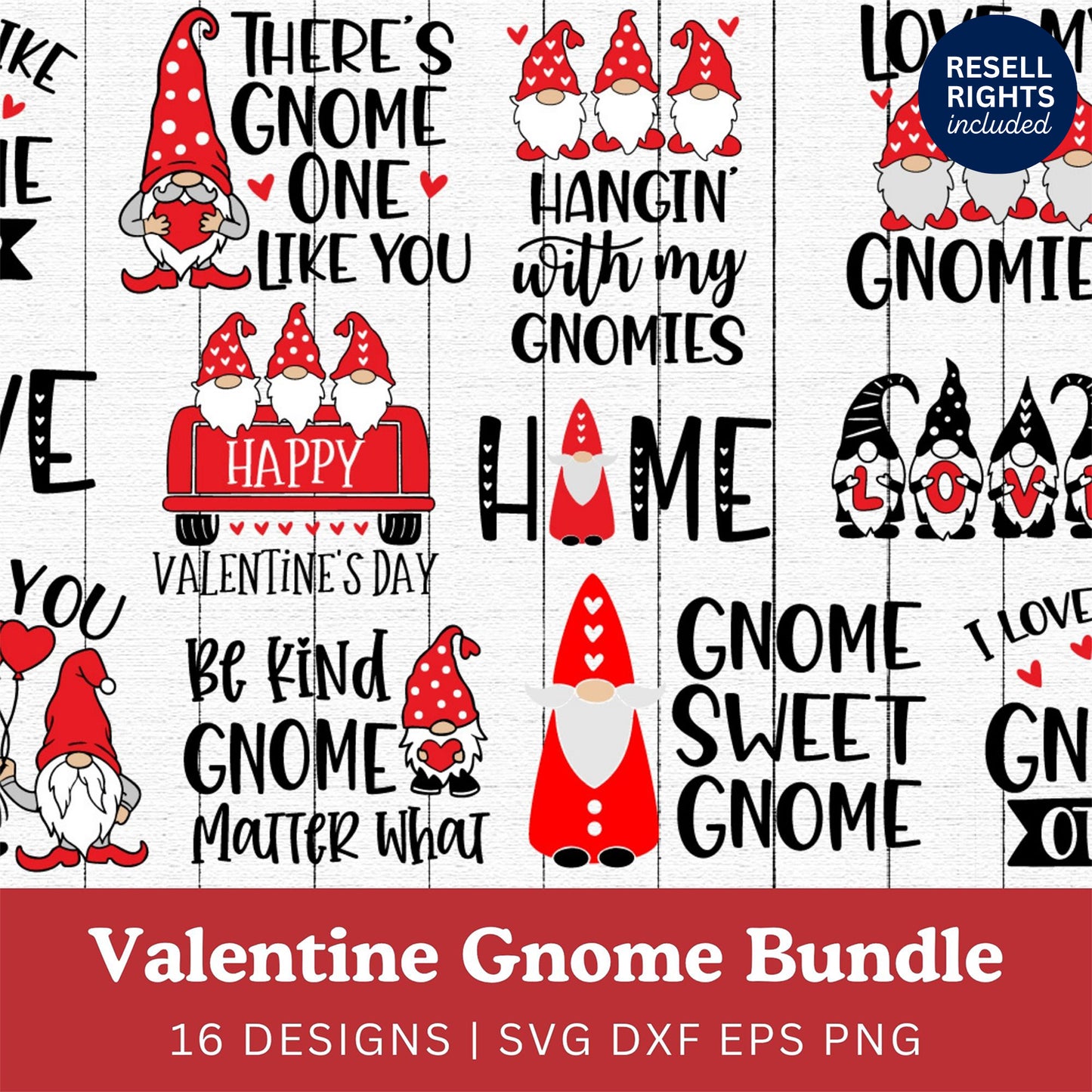Valentine Gnome SVG Bundle | Resell Rights Included