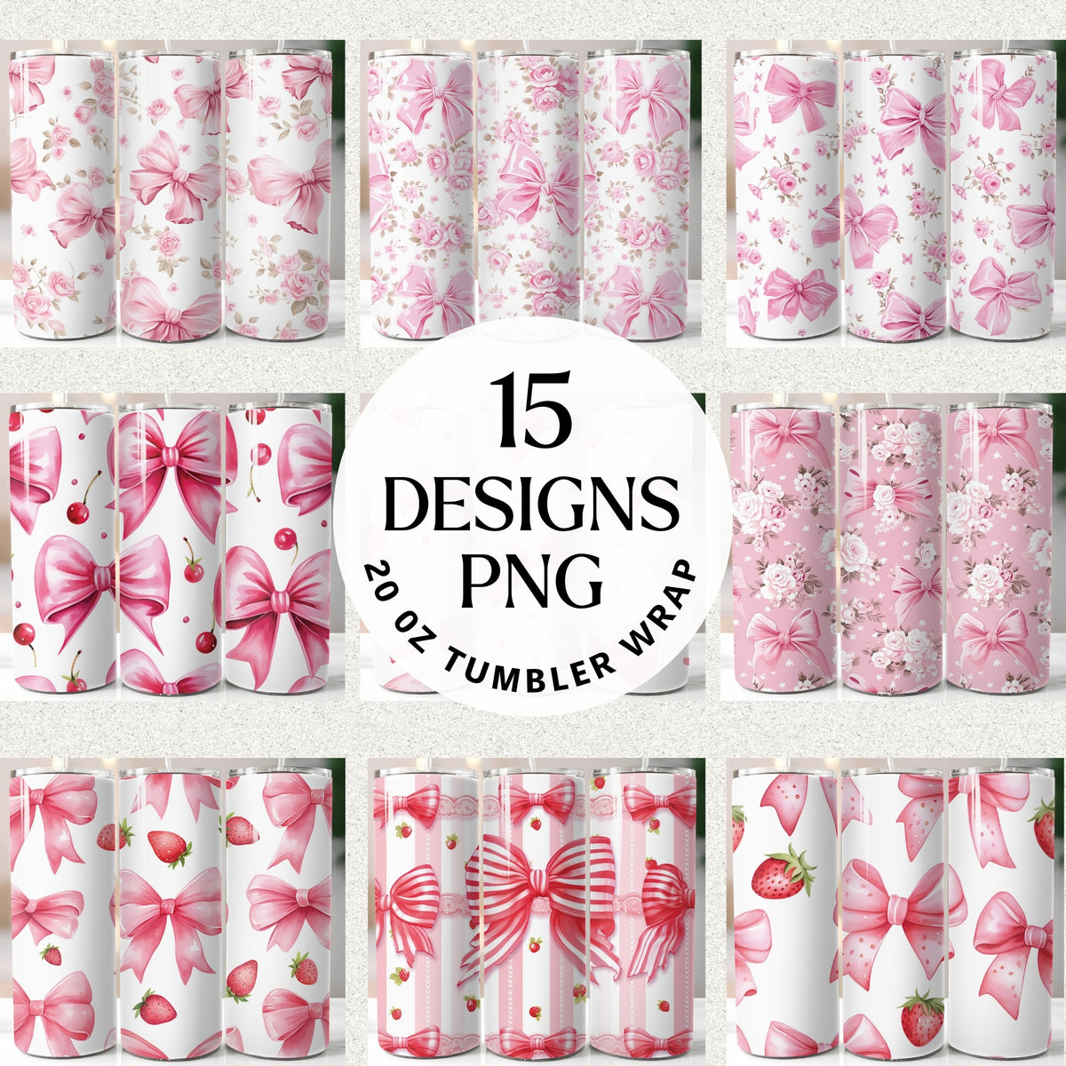 Pink Ribbon Tumbler Wrap Sublimation Bundle