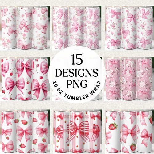 Pink Ribbon Tumbler Wrap Sublimation Bundle
