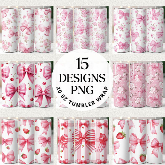 Pink Ribbon Tumbler Wrap Sublimation Bundle