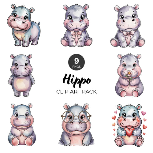 Hippo Clipart Pack