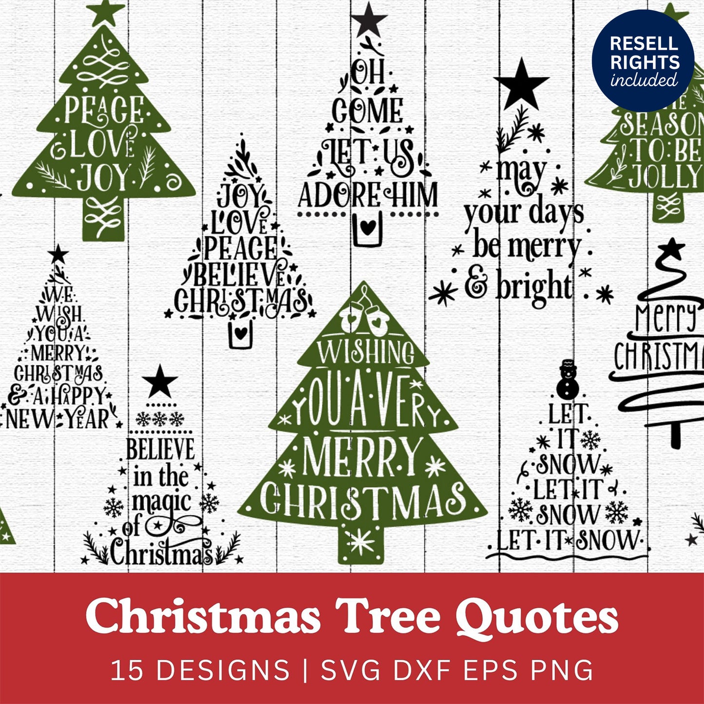 Christmas Tree Quotes SVG Bundle | Resell Rights Included