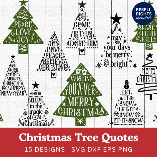 Christmas Tree Quotes SVG Bundle | Resell Rights Included