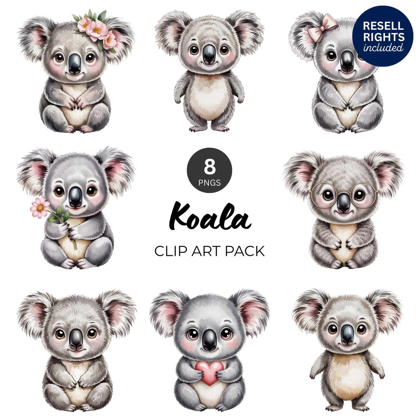 Koala Clipart Pack | Resell Rights Included